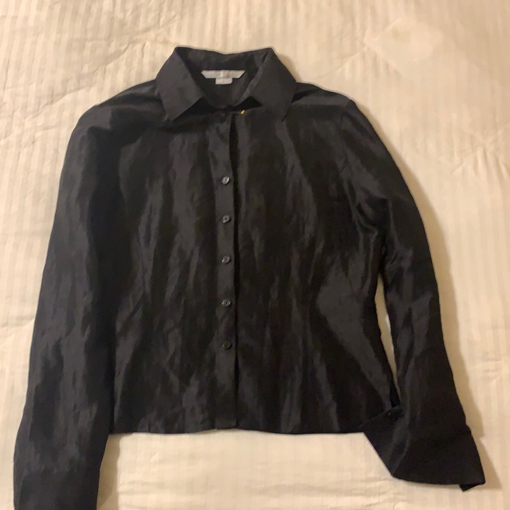 Black linen/silk button up shirt